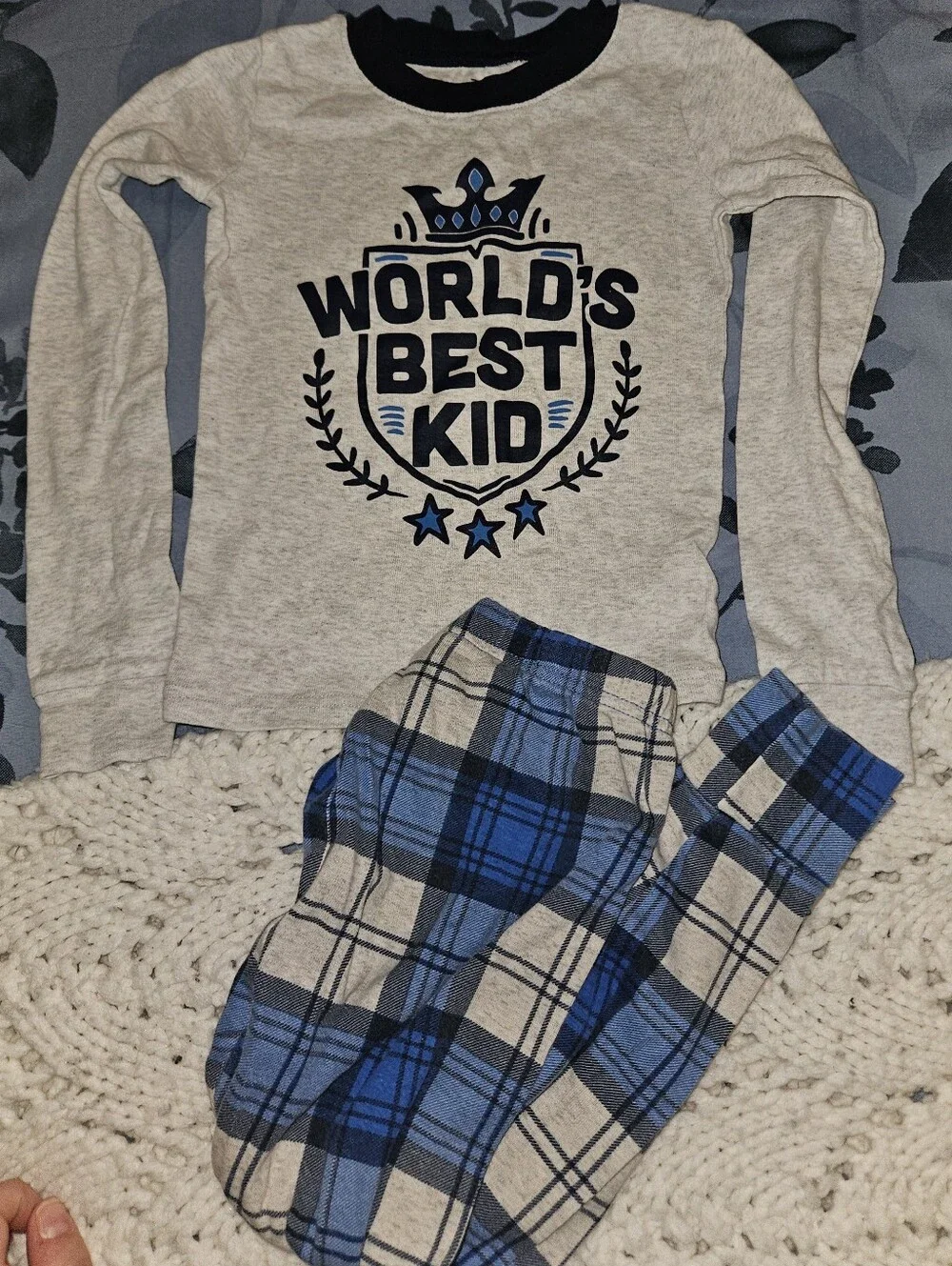 Size 5 Gray & Navy 'World's Best' Graphic Pajama Top